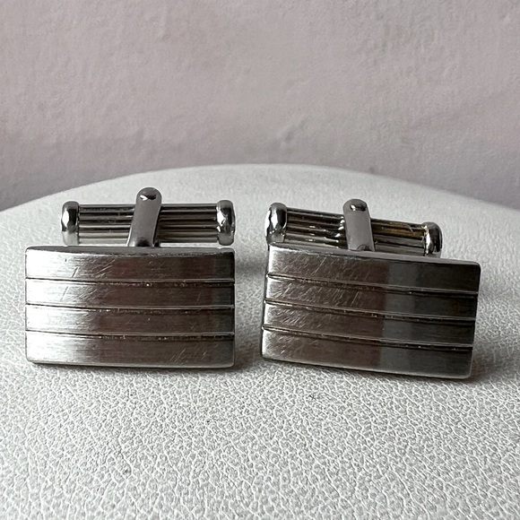VINTAGE MONTBLANC RECTANGULAR MATTE STAINLESS STEEL CUFFLINKS MINT CONDITION - Picture 9 of 16